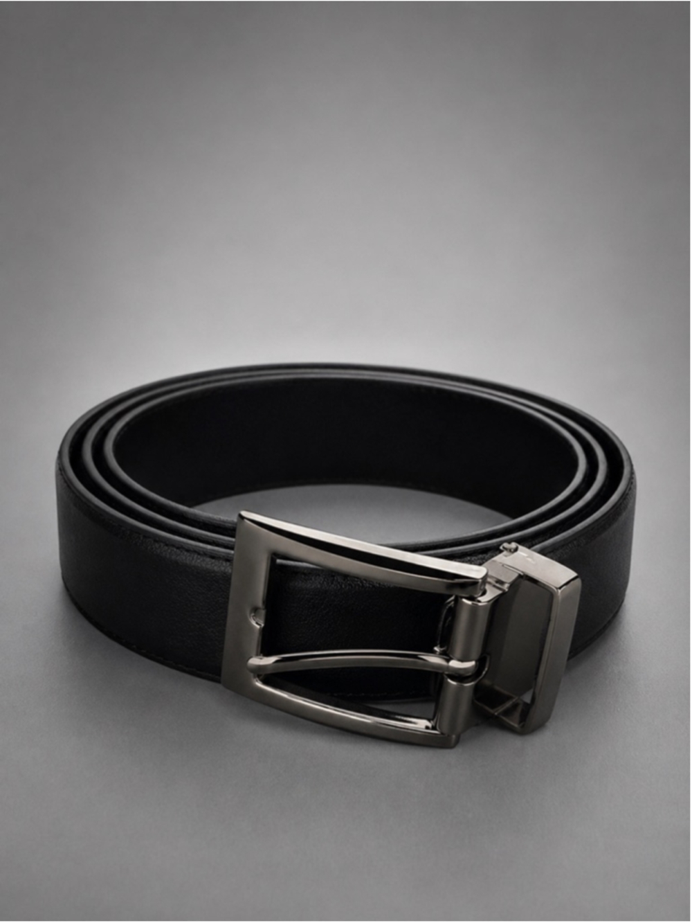Brand Q Men’s Black Faux Leather Belt with Silver Buckle – Size 44” – NWOT